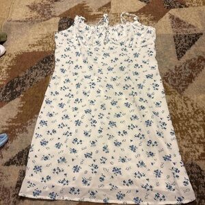 Floral White and Blue Dress